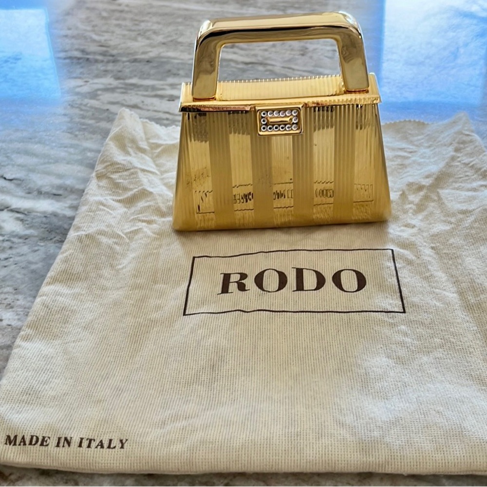 Rodo Gold plated evening clutch. Purchased in Italy